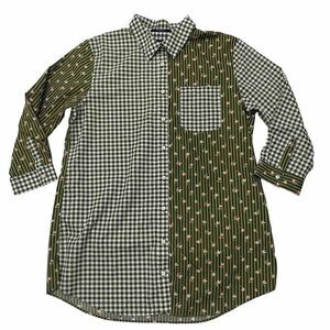 Lands End No Iron Supima Button Down  Hensley Tunic Top Forest Green Sz10